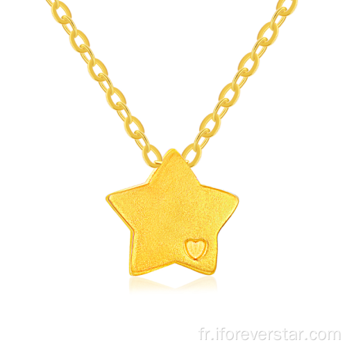 Collier de pendentif coeur en or pure 24k